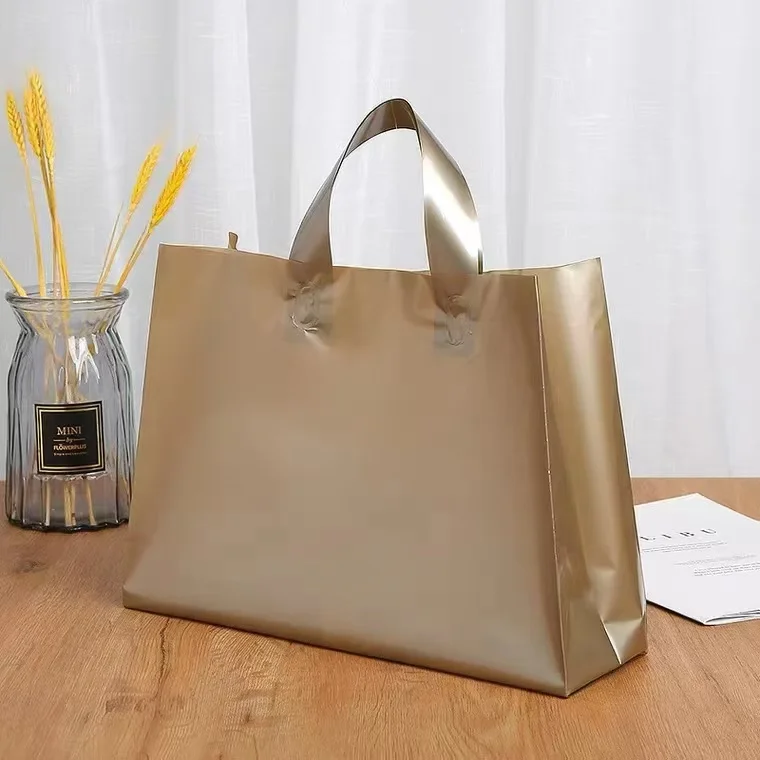 Multi Size Reusable GRS Plastic Customization HDPE Gift Present Clothes Package Packing Loop Handle Bags