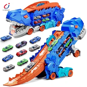 Chengji Dinosaur Catapult Track Truck Storage Competitive Ejection Alloy Car Toy Container Truck for Kids