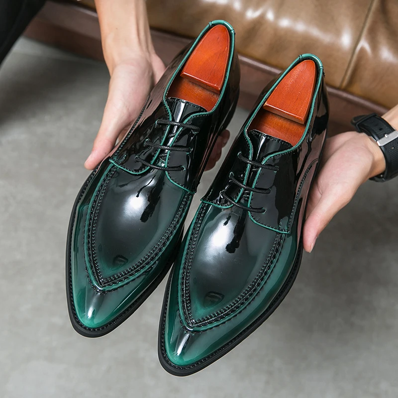 green dress shoes for sale Men's Shoe Felix Green, / 9.5 Almond toe Parker Genuine Leather Slip-On Dress