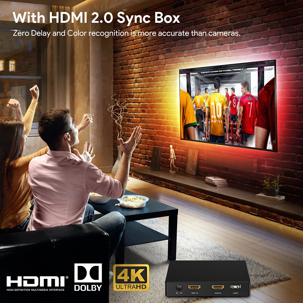 Rétroéclairage LED TV avec Boîtier de Synchronisation HDMI 4K