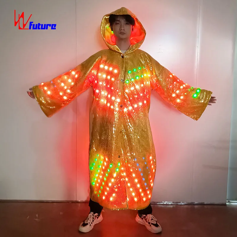 Programmable Controller Fluorescent Dance Raincoat Stage Performance Costume