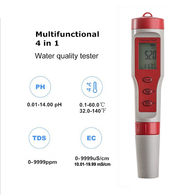 Tds Ph 9908 Multifunctional 6 In 1 Units Water Quality Tester Conductivity Ph/tds/ec/temp Meter