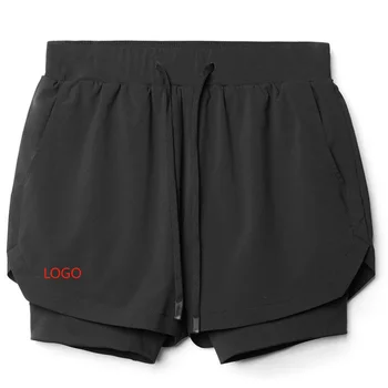Fashionable Quickly Dry shorts for men gym workout gym running training athletic 2 in 1 mens gym shorts