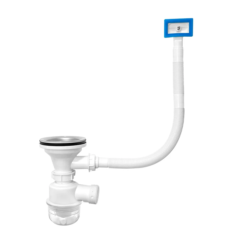 High Quality G1.5 Inch Kitchen Sink Drain Assembly with P-Trap Stainless Steel 304 Overflow Kitchen Drainer Basket