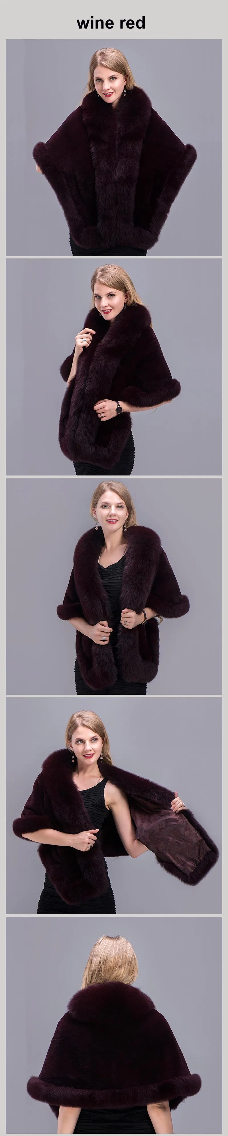 real fur shawl wine red 00