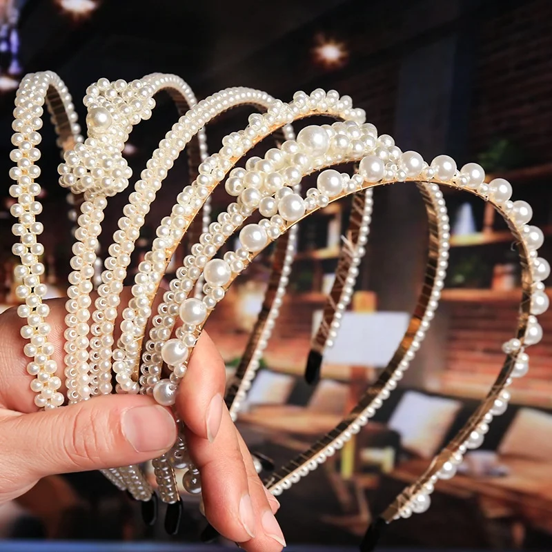 9PCS Women Headband Fashion Simple Pearl Hair Band Hair Hoop Hair  Accessories 