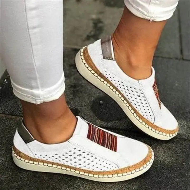 Women s Fashion Casual Hollow Out Round Toe Slip On Shoes Flat With Sneakers Alibaba