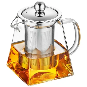 Shatter-Proof Transparent High Diamond Glass Pitcher for  Borosilicate Teapot Clear Glass Tea Pot for Coffee & Tea Sets