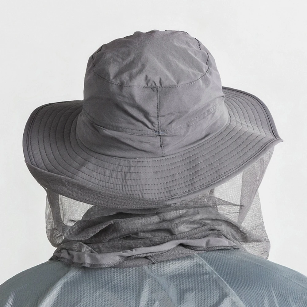 Outdoor Women Men Anti Bug Bee Mosquito Hat Head Net Sun Protection Bucket Cap Fishing Hat  Mosquito Hat Head Net Sun Protection