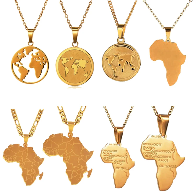 Black Diamond Africa Map Pendant - White Gold - Mokoro Collection.com
