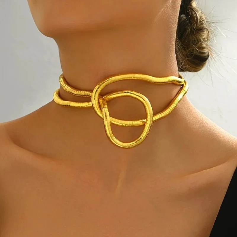Infinite Loop Necklace - Bendable Snake Golden Hinge Necklaces for