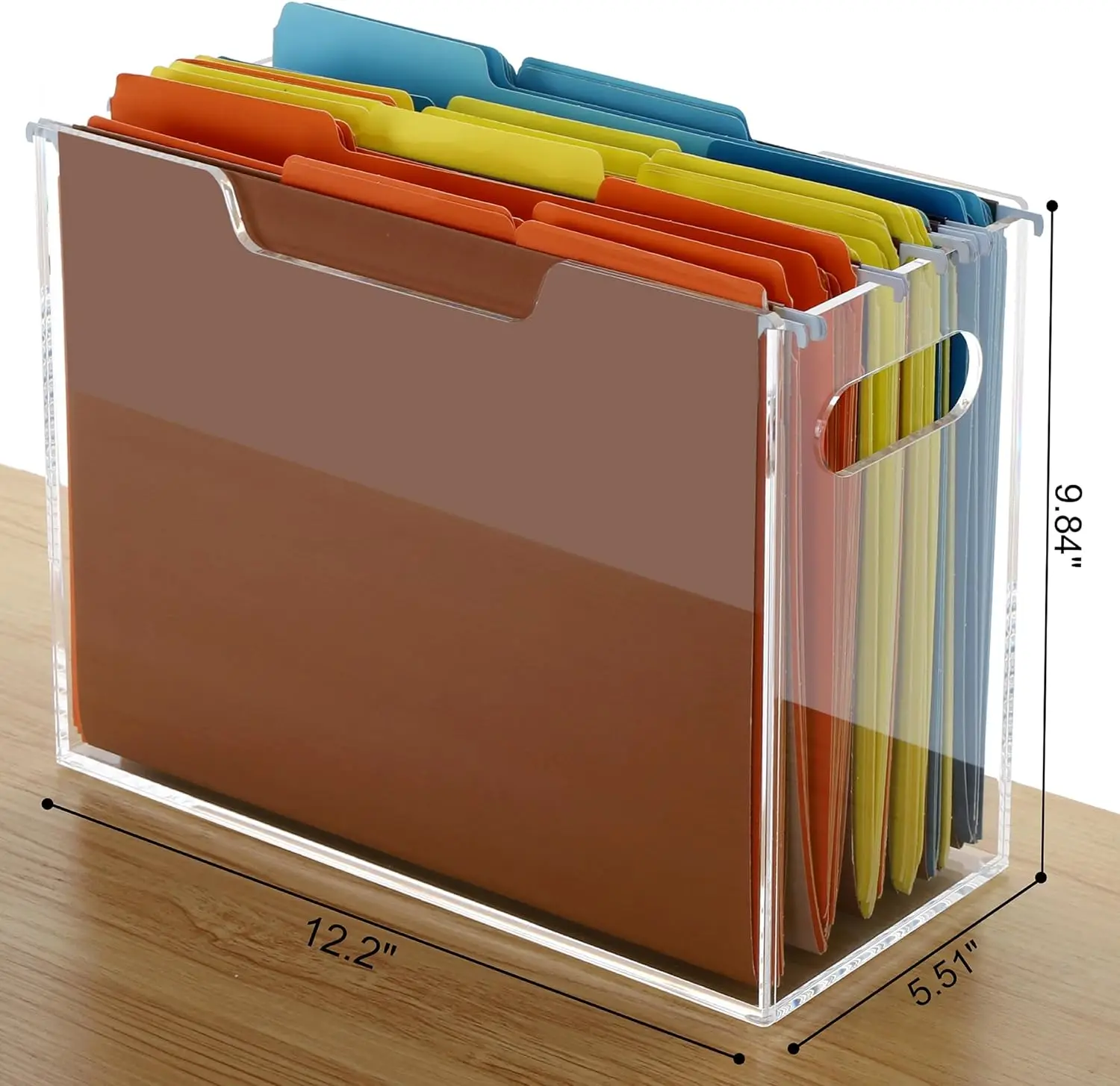 Acrylic Desktop File Folder Organizer Hanging Letter Size/a4 Clear File Box With Handles Office