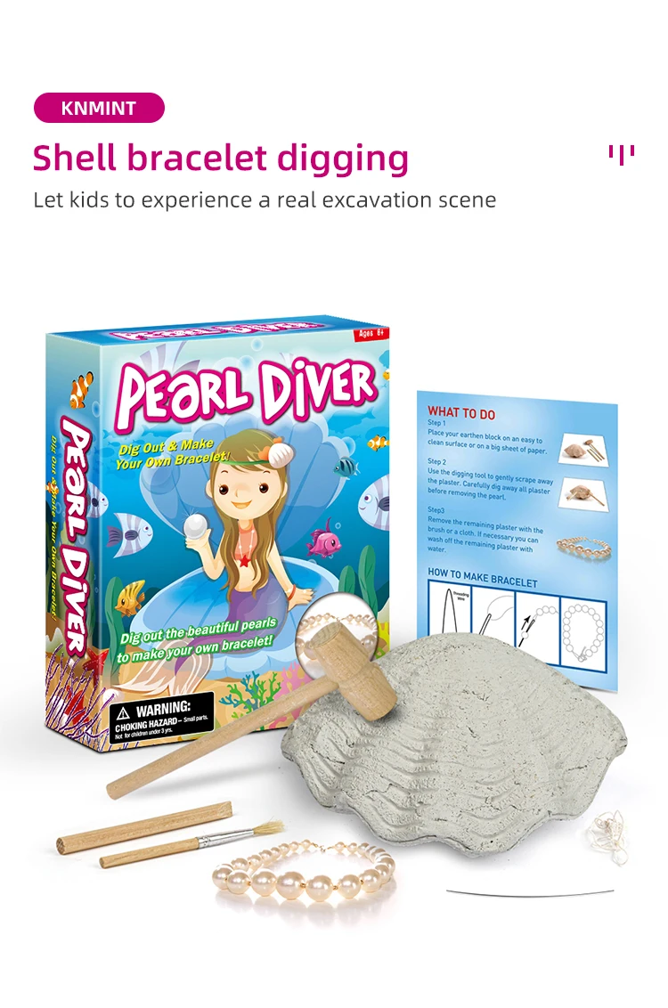 Boys Girls Pearl Diver Dig Kit Excavation Learning Bracelet Assembly Toys 