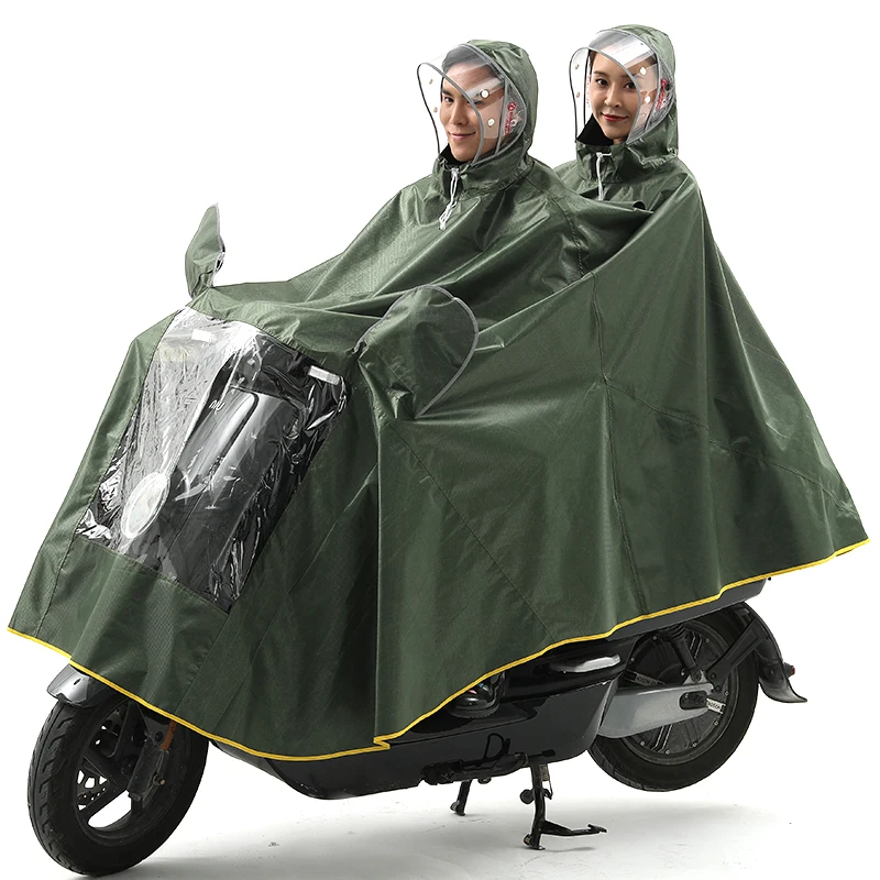 異なる色の中国工場製ファッション二人乗りバイク用レインコート、電動