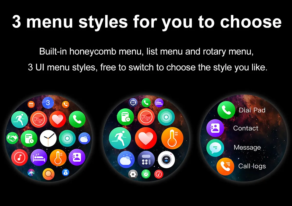 Montre connect&eacute;e Kalobee SK37 1,53 pouce avec Bluetooth, appels, intelligence artificielle vocale, lecteur de musique, NFC, bouton rotatif, &eacute;cran toujours allum&eacute; et chargement sans fil.