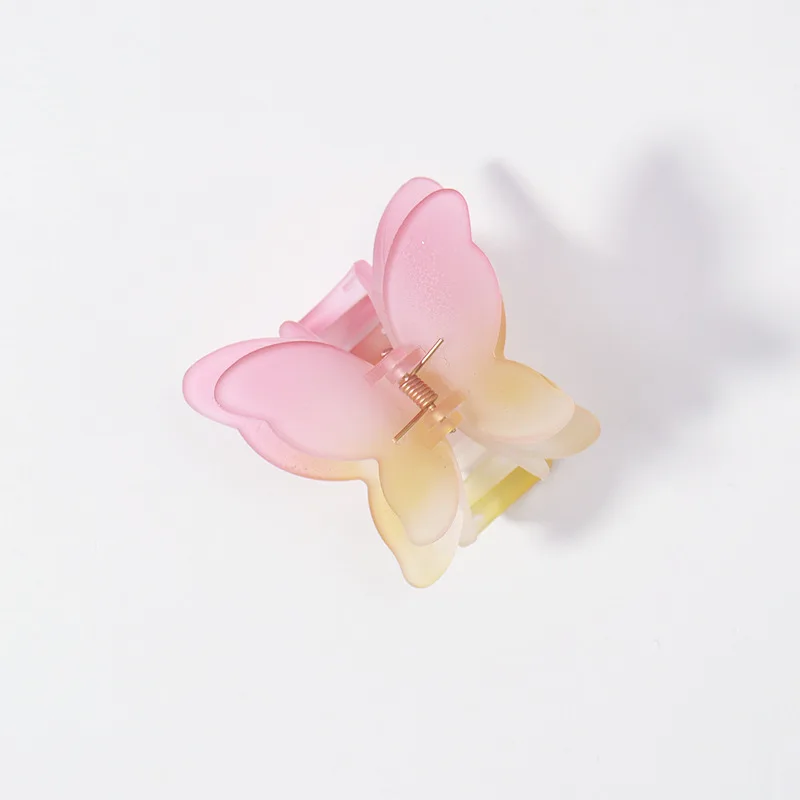 Пластиковый зажим для волос в виде бабочки новый градиентный цветной мини-зажим заколка украшения головной убор оптовая