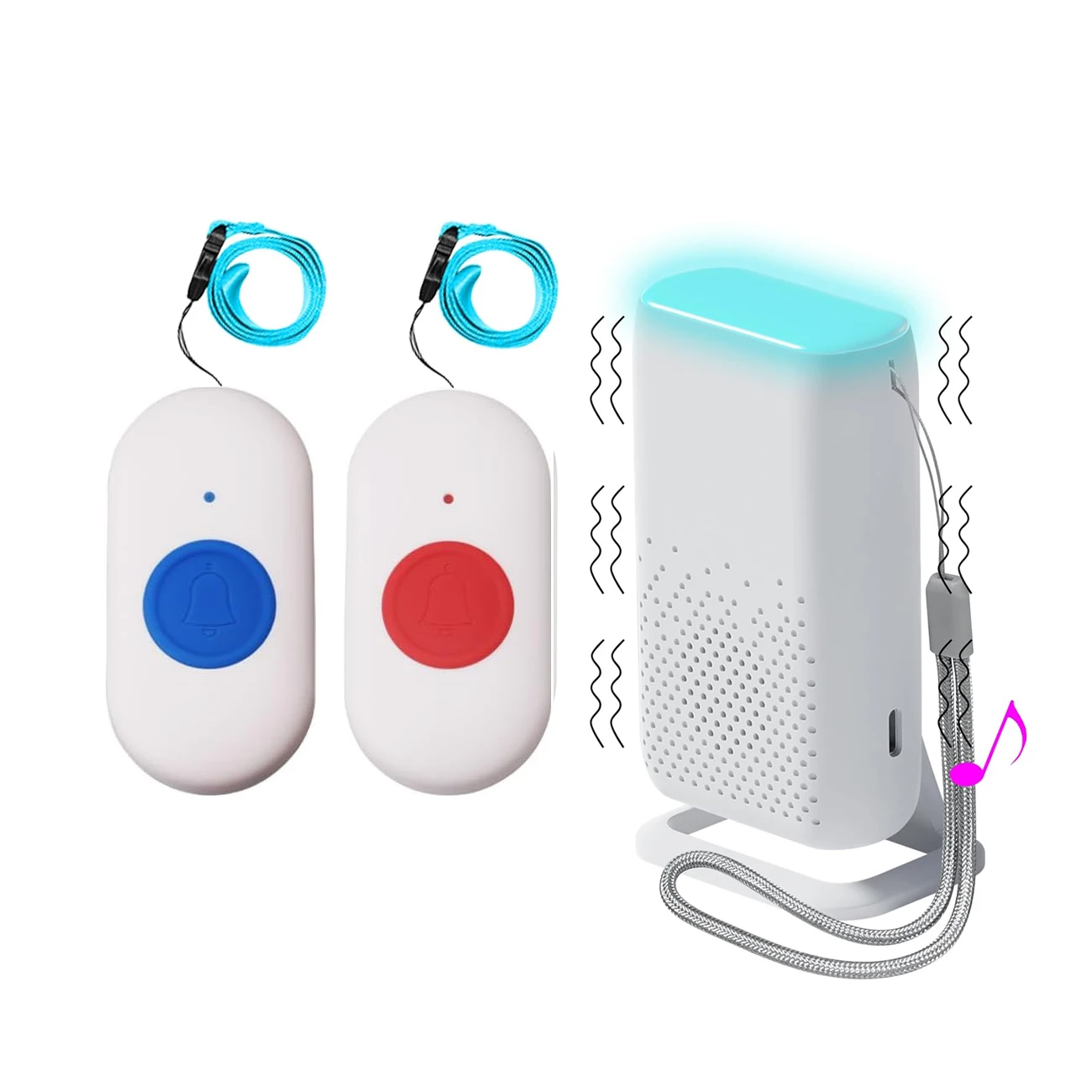 Rechargeable USB Vibration Alarm Ringtone SOS Wireless Call Button Caregiver Pager Elderly Doorbell