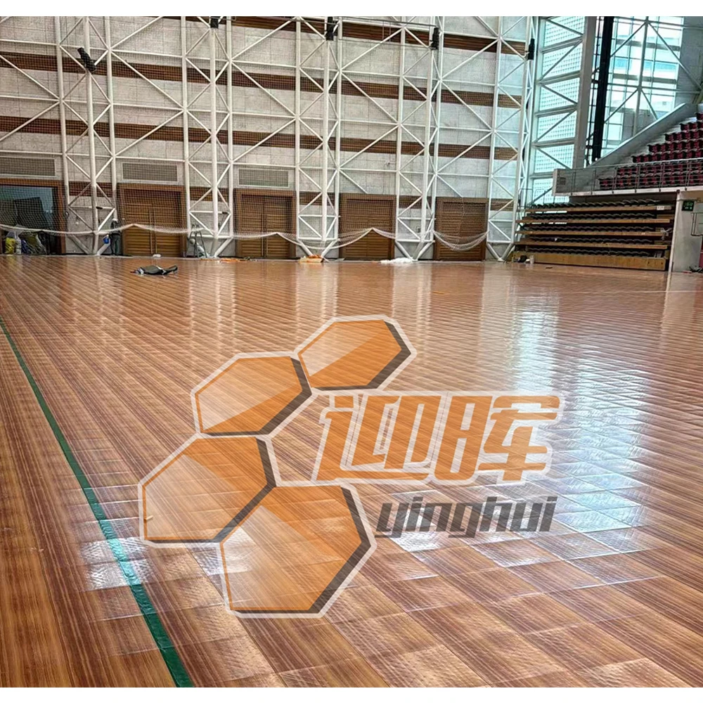 Indoor Interlock Woodgrain Basketball Flooring Plastic Wooden Basketball Sports Court Flooring