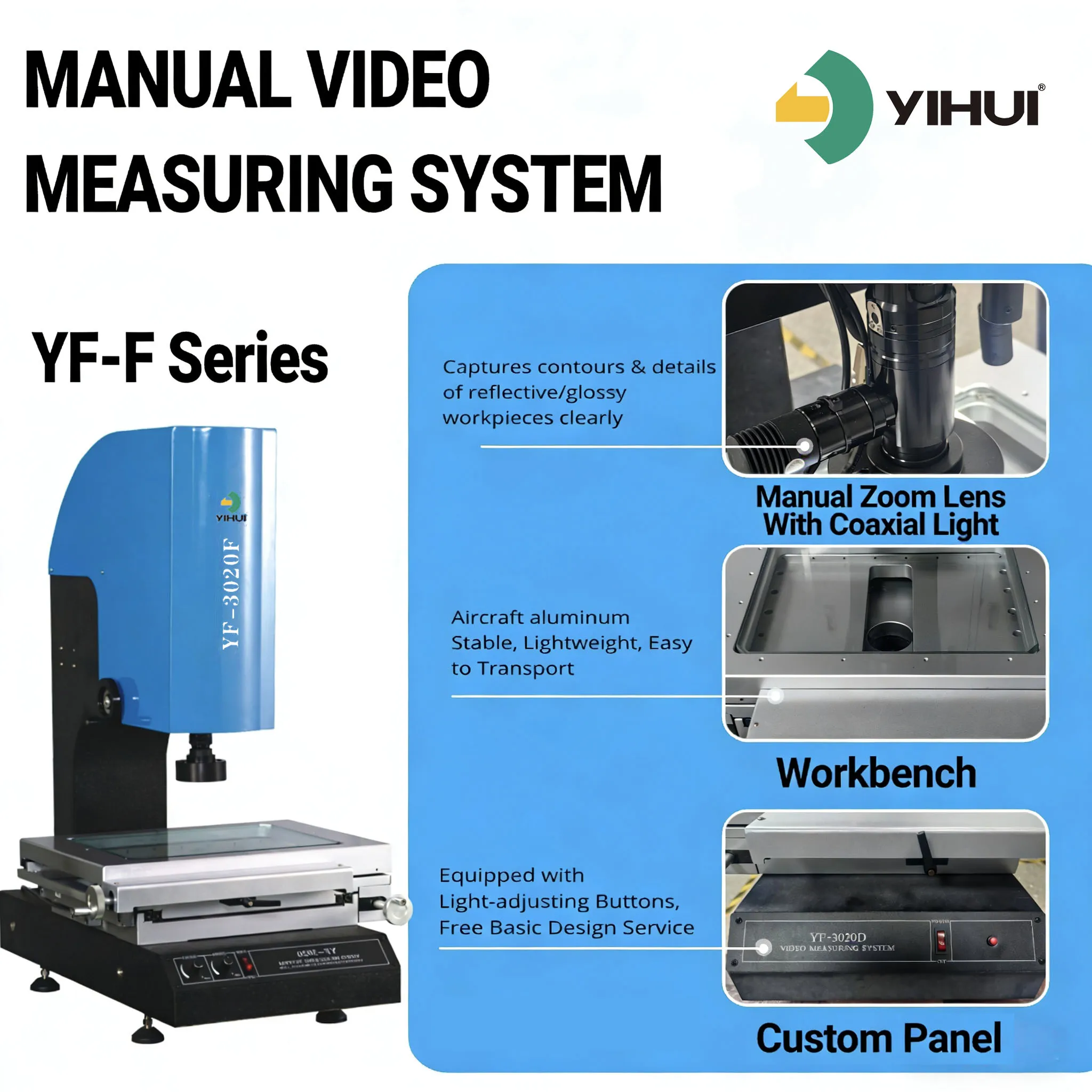 YIHUI YF-3020F High-Precision Manual Video Measuring Machine with 3um Precision 10x Faster Results 1 Year Warranty supplier