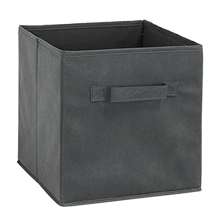 Factory Top Sale Non-woven Fabric 11 Inch Cube Foldable Storage Boxes Storage Box With Handles In Grey Or Color For Toys Clothes