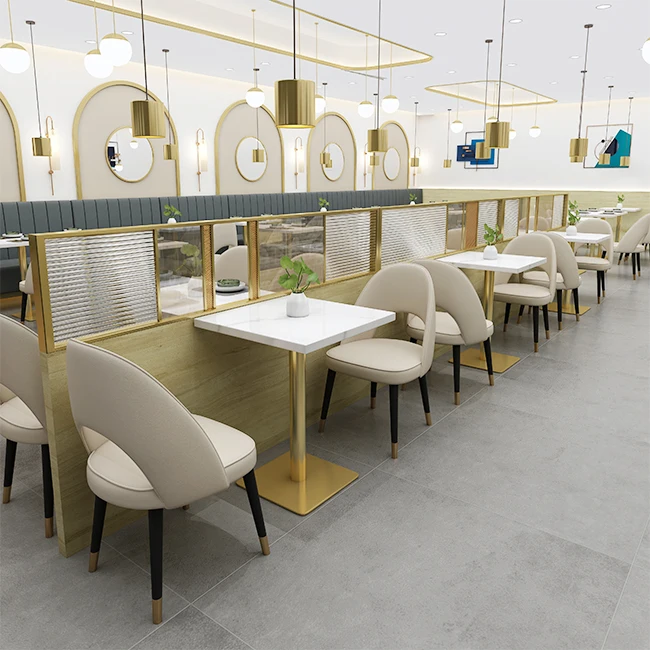 Luxury Restaurant Table - Square Marble Top with 4 Seats