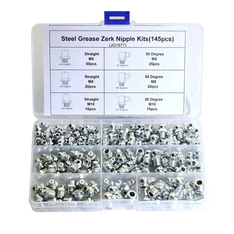 45 Pezzi Capezzoli Per Grasso M6/M8/M10 - In Ottone Nichelato, Per Lubrificazione Meccanica - Foto 2