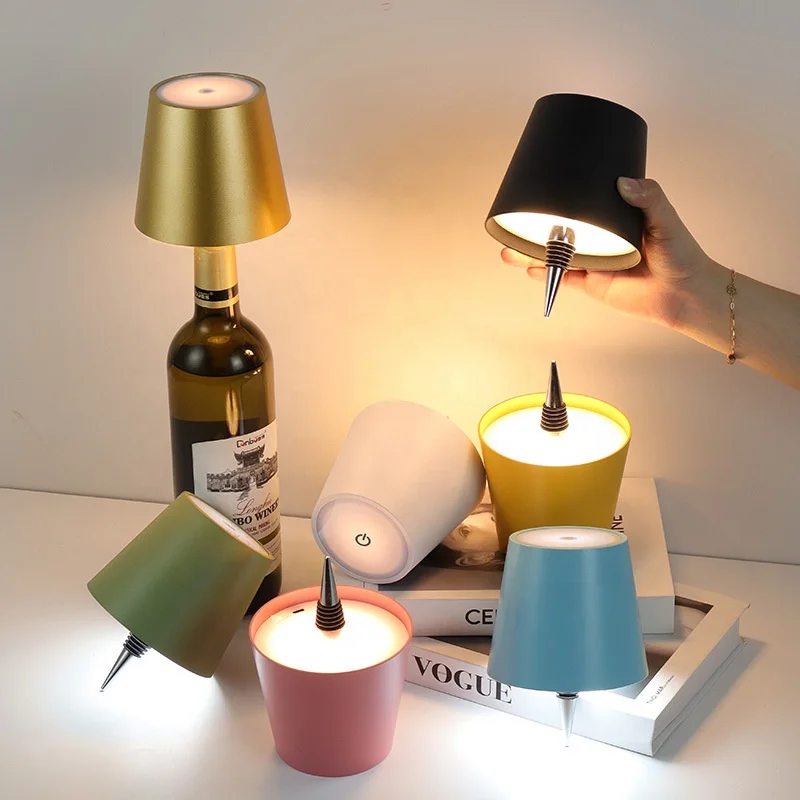Rechargeable Battery Operated Touch Control Cordless Hotel Bar Restaurant Bedside Dinner Light LED Table Beer Wine Bottle Lamp