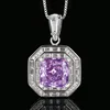 Ice Flower cut purple diamond pendant with box chain