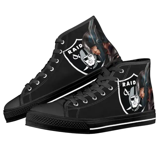 1 Pairs Custom American Football Team Sneakers Women Men High-top Canvas Girls Quality Fabric Outside Travel Canvas Shoes - Image 3