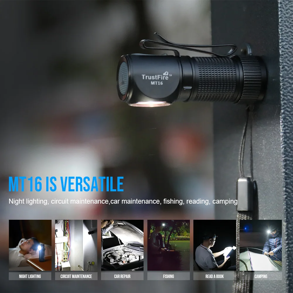 TrustFire MT16 EDC Flashlight Magnetic 1000LM LED Headlamps 18350 Type C Rechargeable MINI Keychain Torch Flashlights
