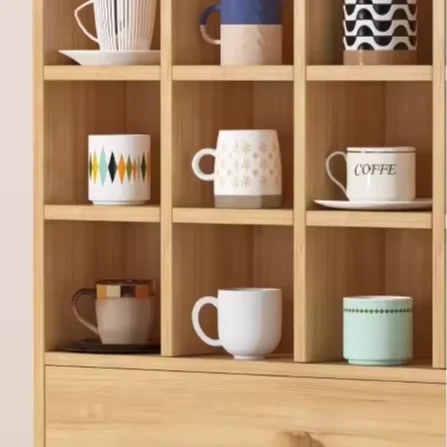 Wood Wall Mounted Coffee Mug Rack Holder Wood Stand Tea Cup Organizer Display Storage Shelf