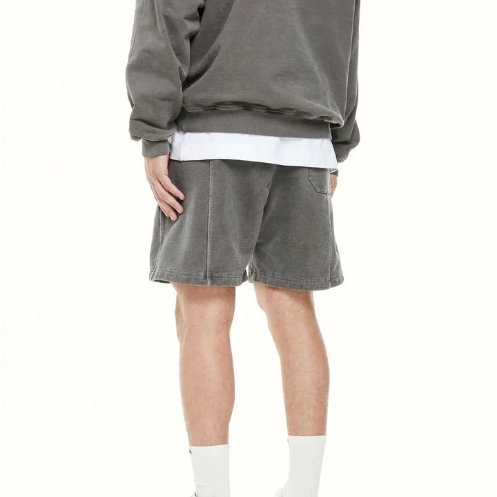 Custom Logo Mens Hoodie And Shorts 2 Piece Set Washed Track Sweat Suit