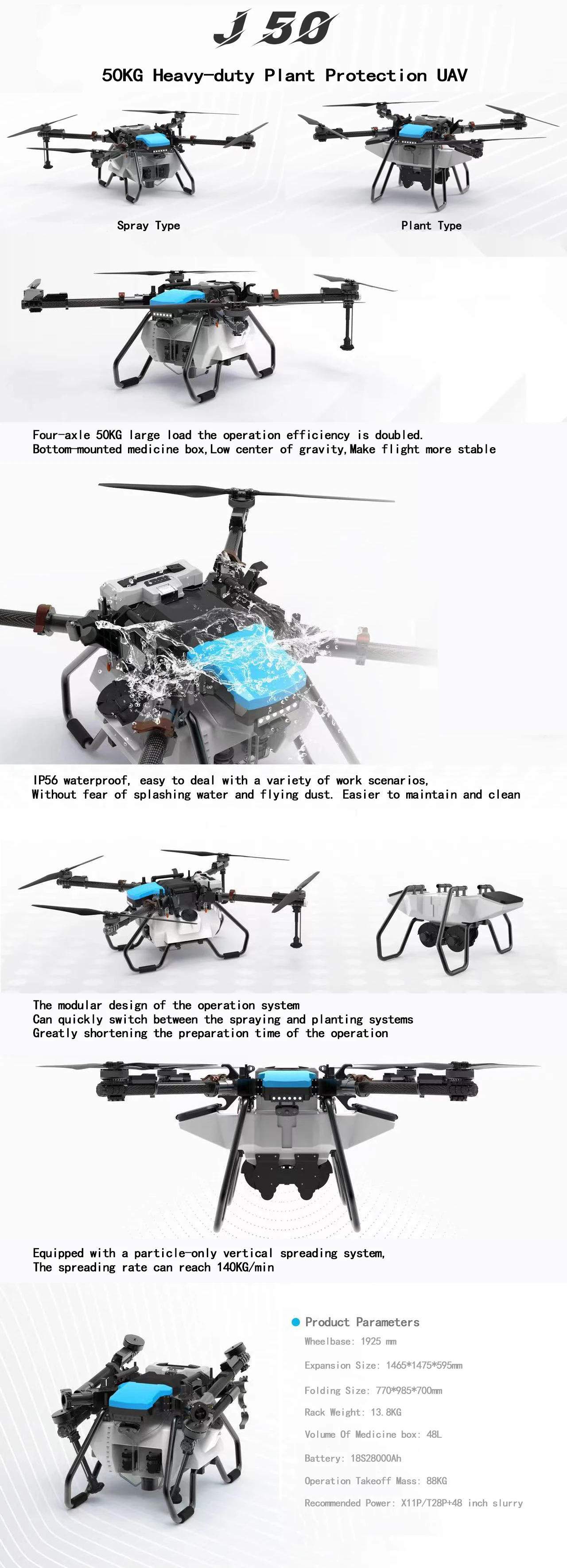 Hot Sale New Agras T50 Sprayer Drone Farming Uav Dron Agricola T40