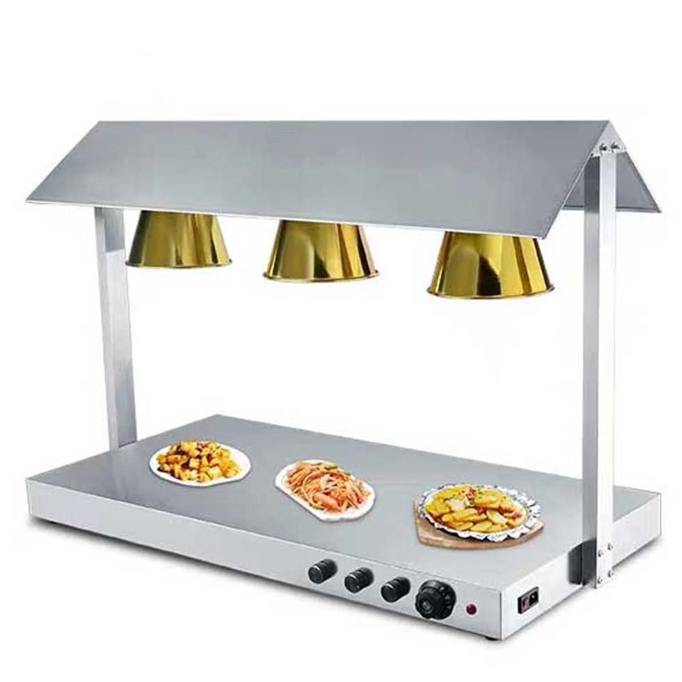 New Arrival Good Quality Foodsense Stainless Steel Electric Food Warmer Tray Gold Hot Infrared Bulbs Catering Heat Lamp for food details