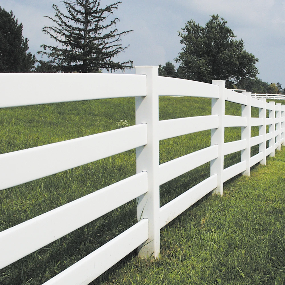 Fentech White Cheap 4 Rails Pvc Vinyl Horse Farm Arena Fence