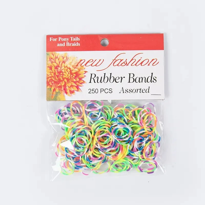 300pcs Rubber Bands Small One Size 1/2' Black Colorful Elastic Rubber
