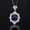 Blue sugar tower pendant with chain