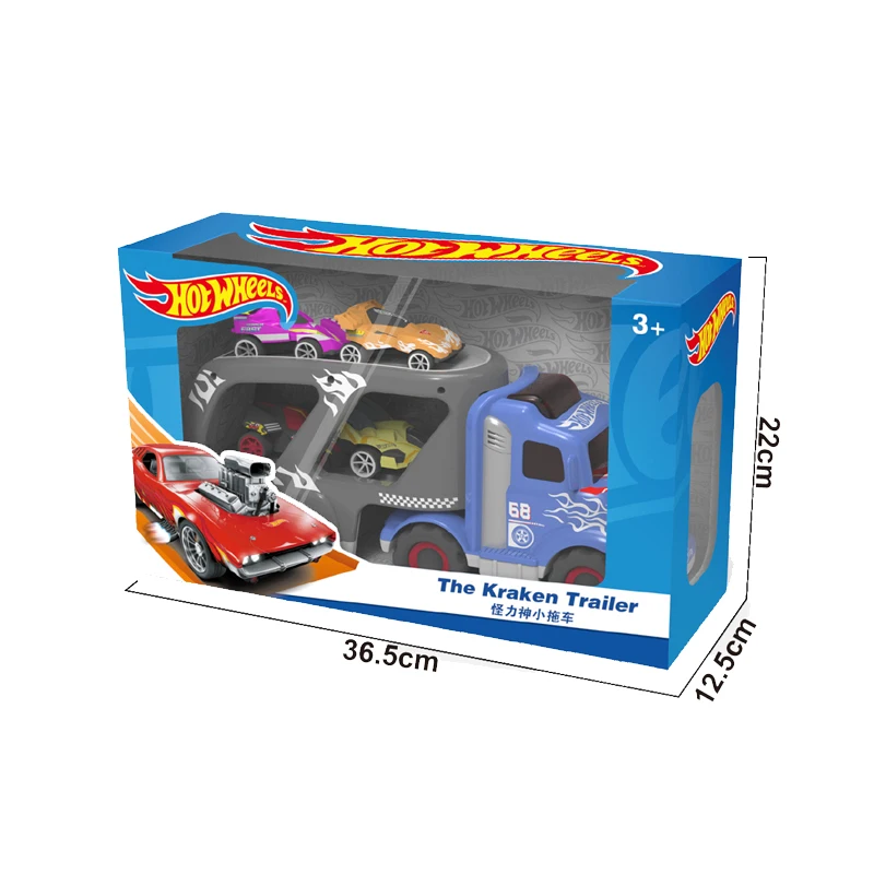 Hot Wheels Electric Sound and Light Double Layer Folding Storage Inertia Trailer Sliding Toy Cars For kid