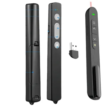 Wireless Electronic Red Laser Pointer Pen Black Body Color PPT Page Flip Function for Presentations