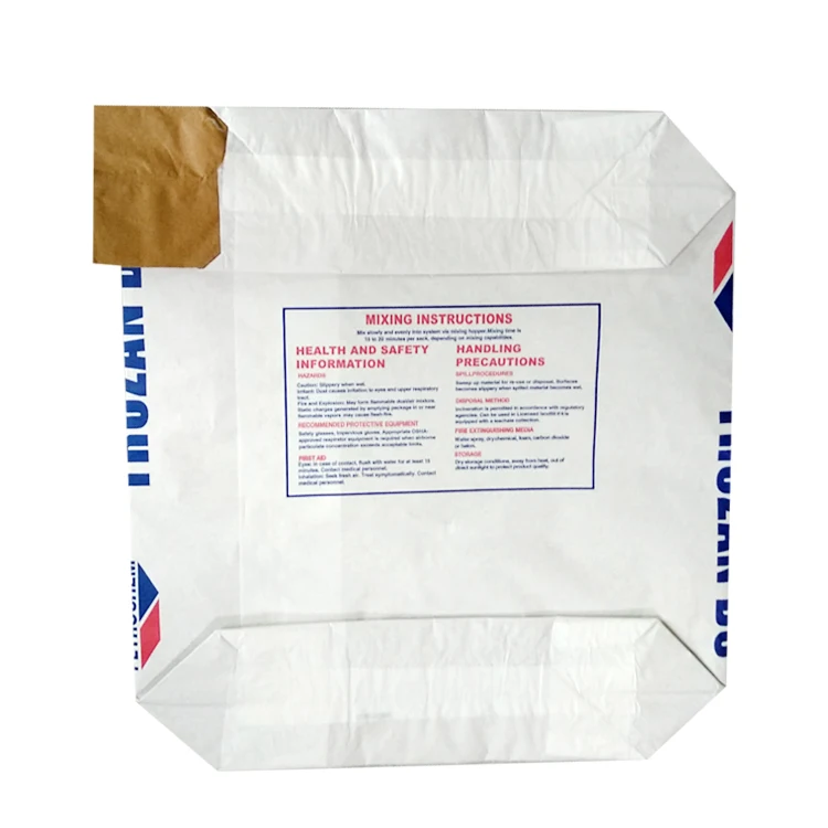 Customized 25kg 3 Layer Kraft Paper Valve Cement Packing Bag Biodegradable Paper Bag for Dry Mortar Putty Powder Tile Adhesive