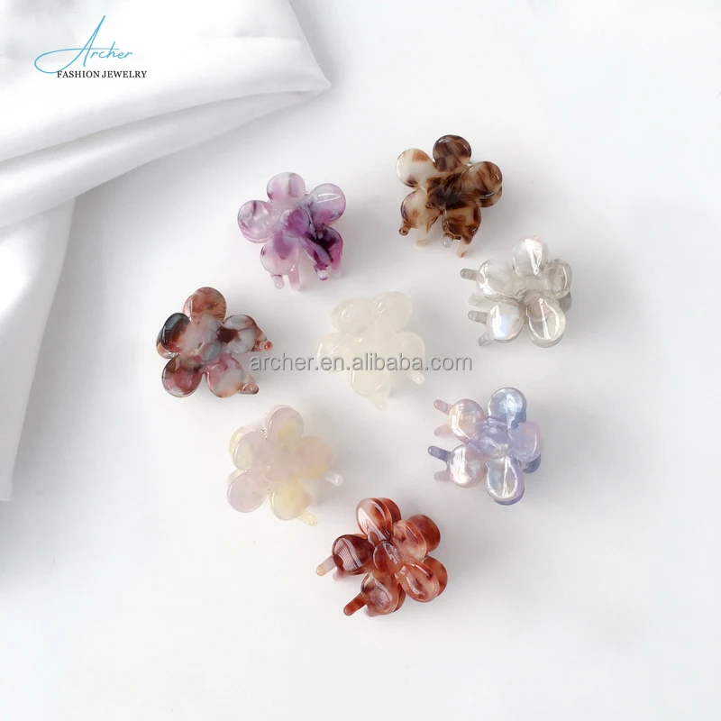 trendy claw jaw clips wholesale mini flower hair claw acetate fringe clips small daisy girls hair accessories claw clips