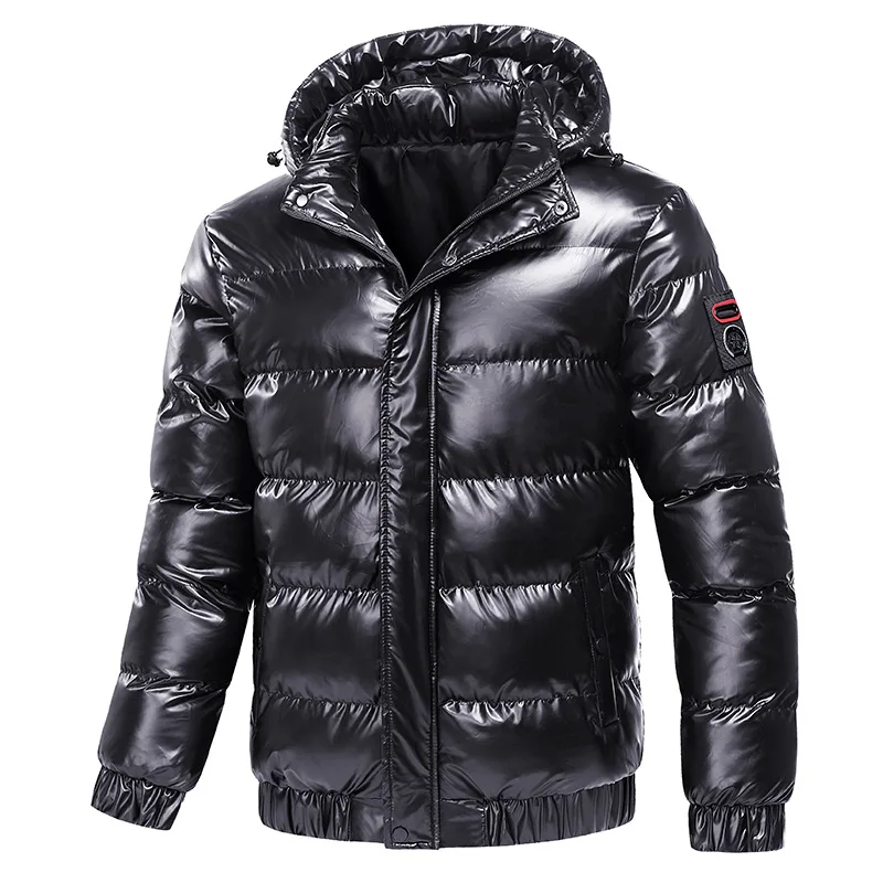 Printed Winter Men's Jacket Casual Cardigan Bright Down Cotton Coats_voghion.com