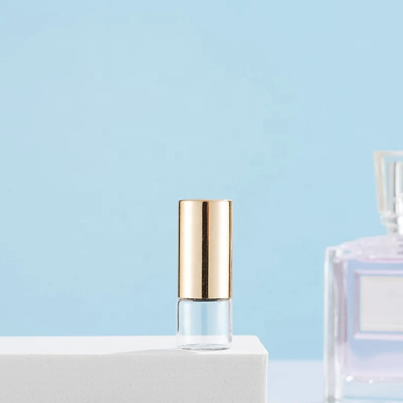 1ml 2ml 3ml 5ml 10ml Mini Travel Transparent Empty Roller Ball Glass Cylinder Shape Perfume Bottle with Aluminium Plastic Cap