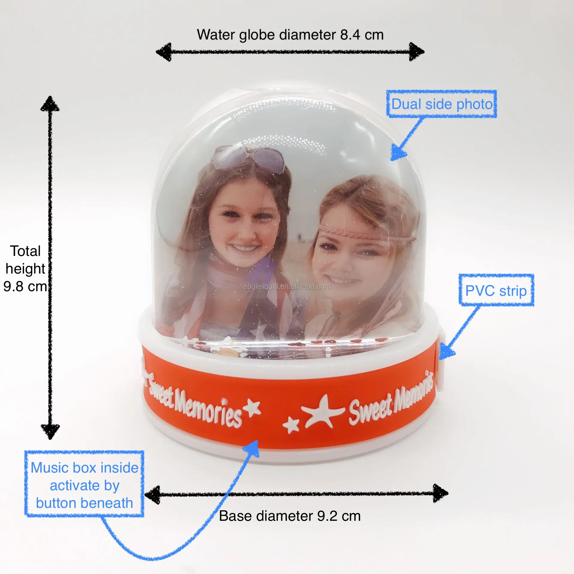 Customizable Acrylic Snow Globe with Photo Frame Insert
