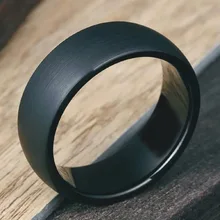 Tungsten Carbide Ring Black Plated with Brushed Center 8MM for Mens Jewelry in Stock
