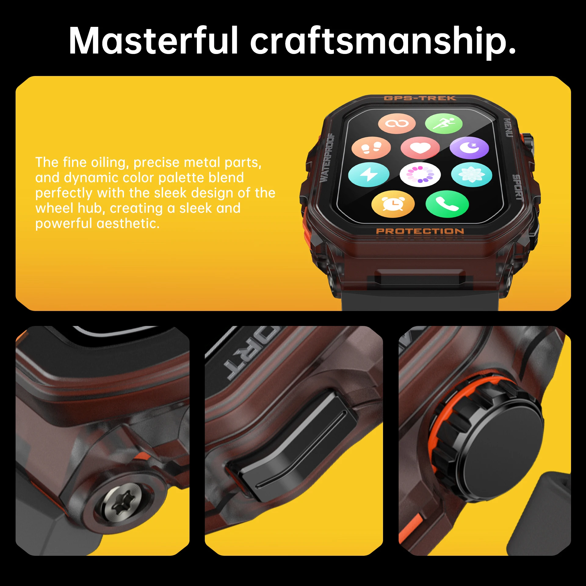 FT61 2026 Outdoor GPS Smart Watch 380mAh 1.75'' Touch Screen Sports Trajectory Health Monitoring Heart Rate Smartwatch for Men