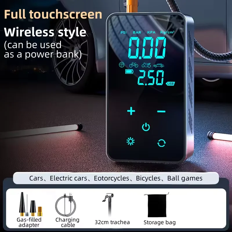 Wireless 150PSI Customizable Logo and Package Car Air Pump Portable 3600mAh Wireless Rechargeable Car Tire Inflator