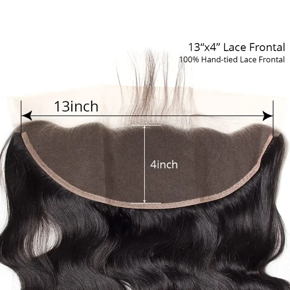 13x4 Lace Frontal Closure Body Wave Brazilian Virgin Human Hair Pre Plucked Baby Hair Natural Black #1B_voghion.com