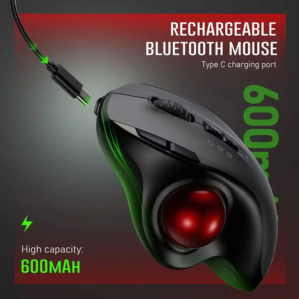 Wireless Trackball Mouse Rechargeable 2.4G  Dual-mode Luminous Mouse Suitable for Computer Notebook Tablet