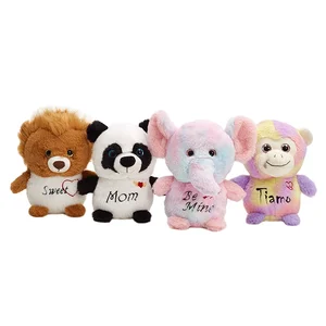Custom Stuffed PP Cotton Plush Animals Forest Jungle Animal Soft Panda Elephant Lion Monkey Plush Toy